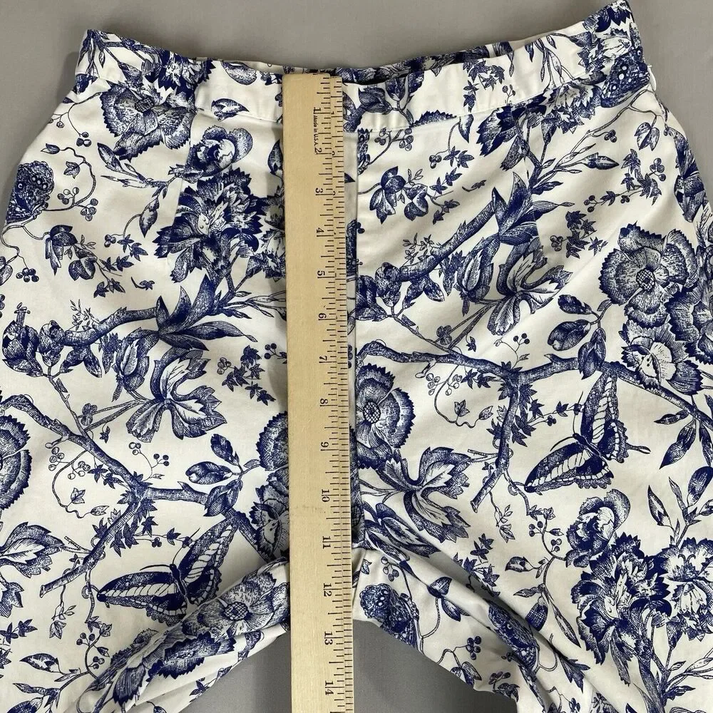 Bill Blass White Floral Print Capri Jeans Women's 8 Perfect Fit High Rise Mom - Picture 9 of 16